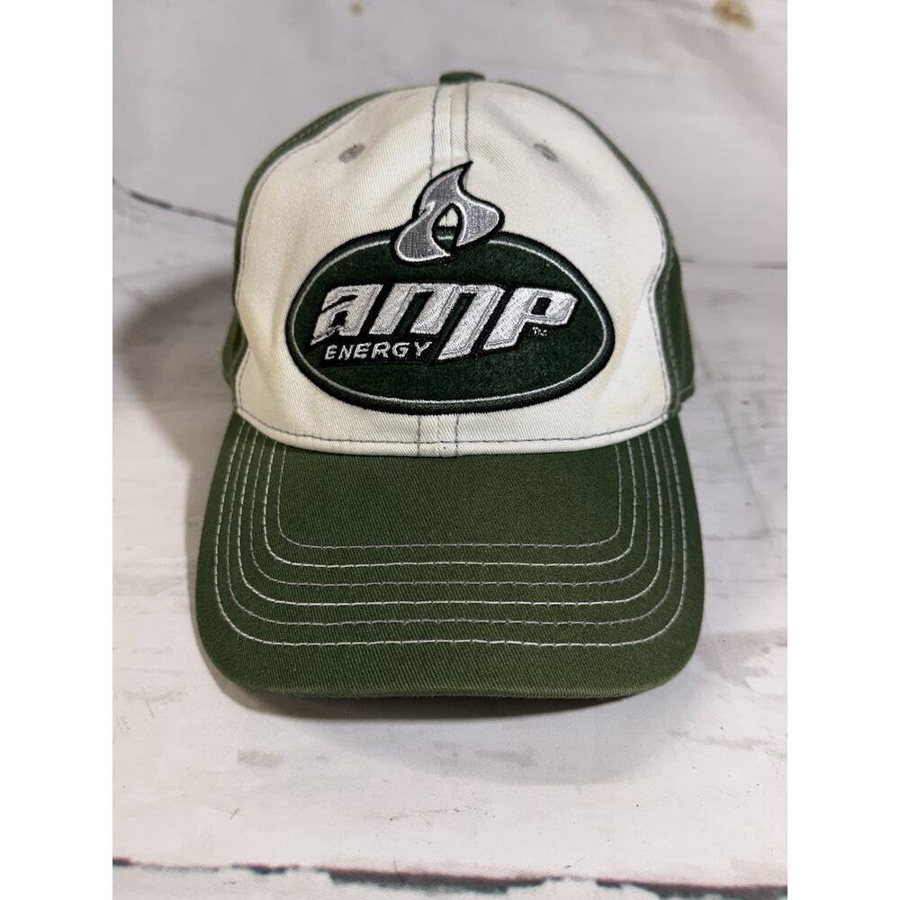 Official AMP Energy White Green Big-Logo Adjustable Hat Nascar Racing Dale Jr